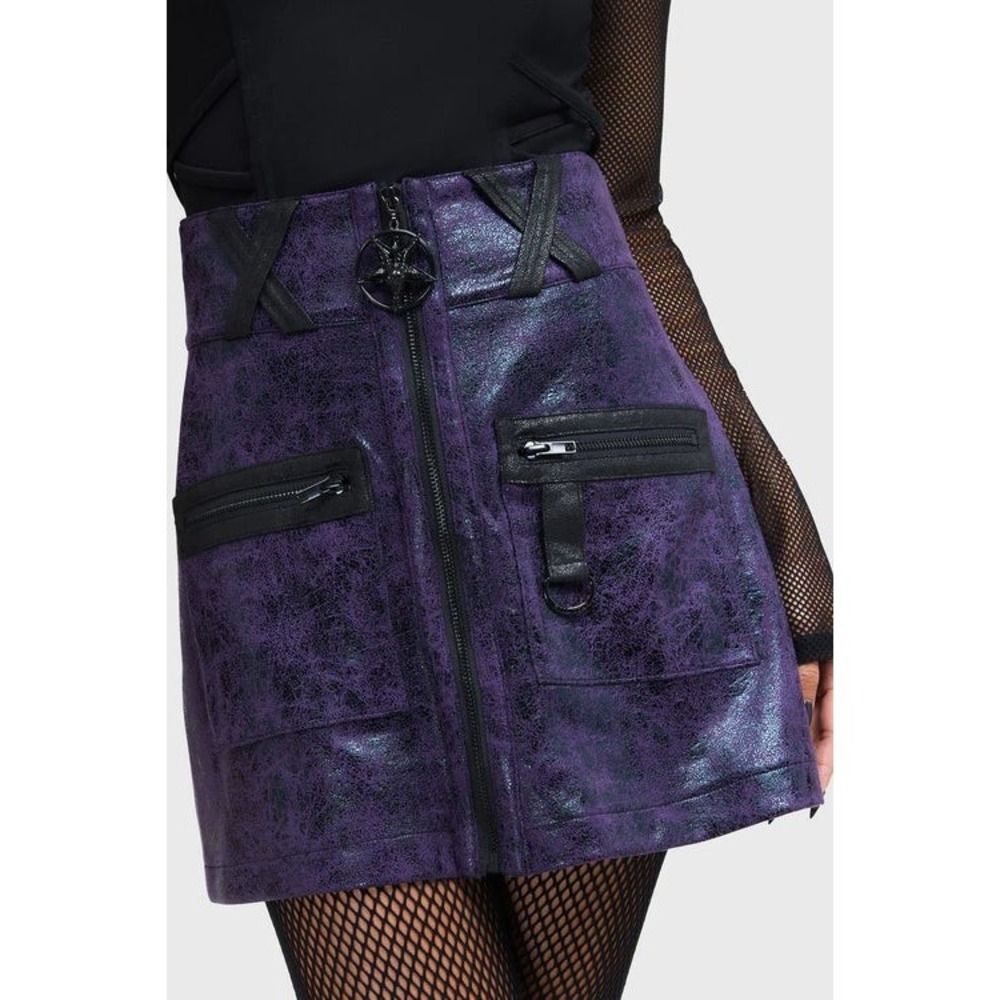 Killstar nephralia mini skirt purple straps baphomet